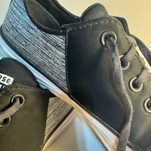 Converse low top two tone, black and white canvas stripes size 8 1/2 women’s